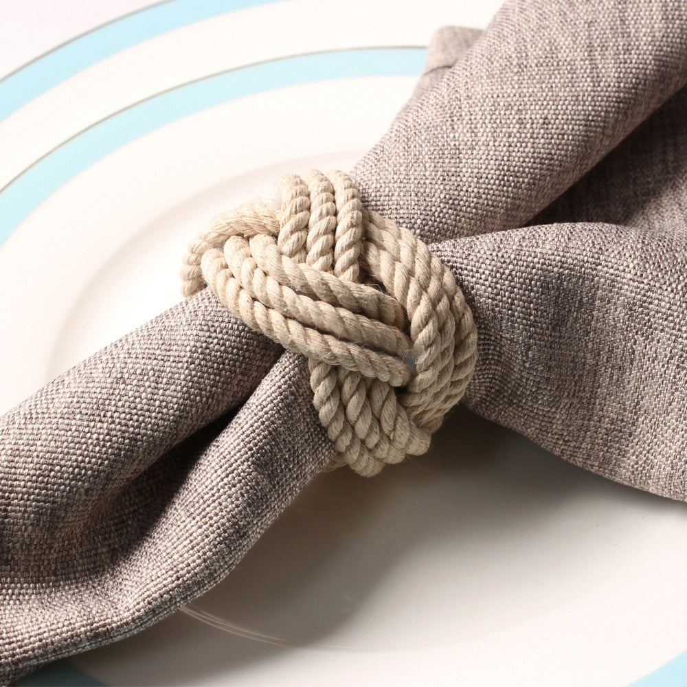 Norvo | Flettet Jute Serviett Ring - Sett med 10