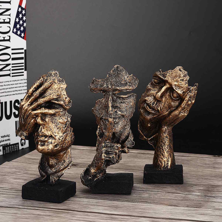 Norvo | Abstrakt Gull Skulptur "NordicLine" – Moderne Skandinavisk Dekorasjon