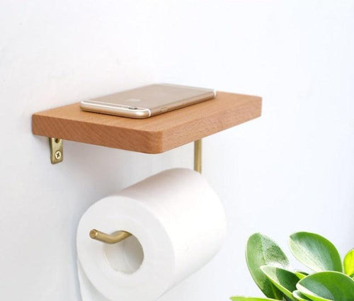 WoodNest - Stilig Tre Toalettpapirholder med Oppbevaring Norvo
