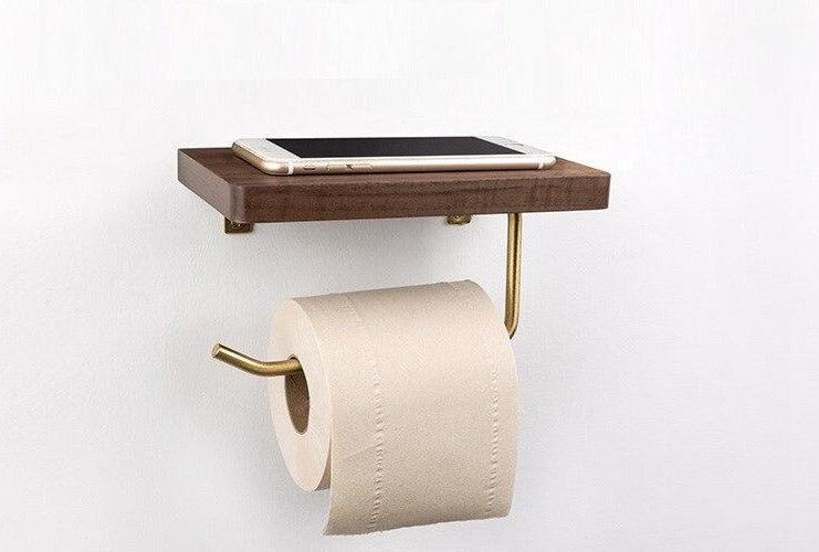WoodNest - Stilig Tre Toalettpapirholder med Oppbevaring Norvo