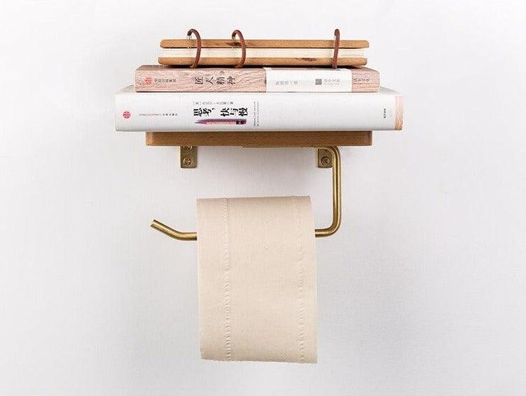WoodNest - Stilig Tre Toalettpapirholder med Oppbevaring Norvo