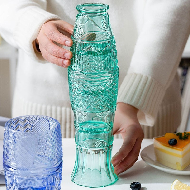 Norvo | Farget Glasskoppsett i Koi Fisk Form - Salg