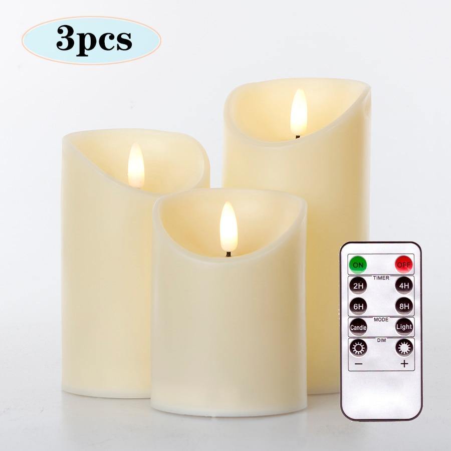 3stk Fjernkontrollert LED Flammefri Stearinlys | Norvo