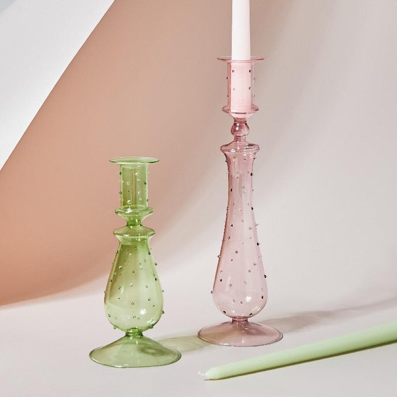 Norvo | GlowCharm Pastel Glass Candle Holder | decorative candle holders | elegant table decor