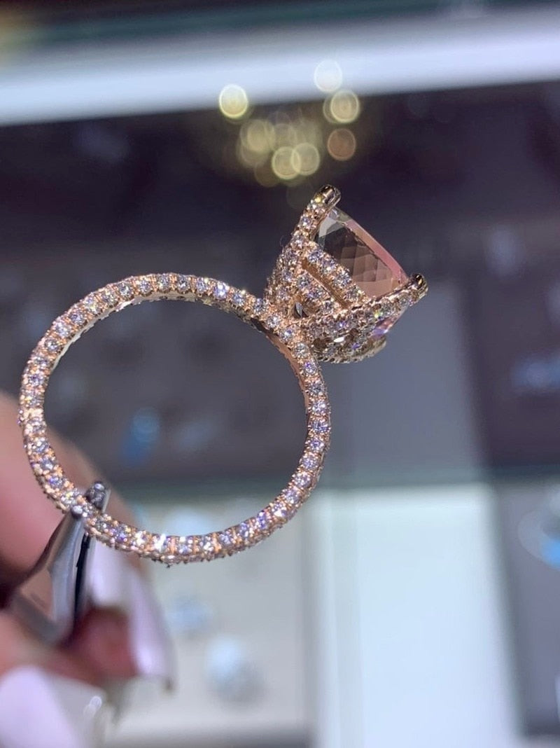 Norvo | Luksus Motedesign Roségull Fylling Innlagt Zircon Krystall Bryllupsringer