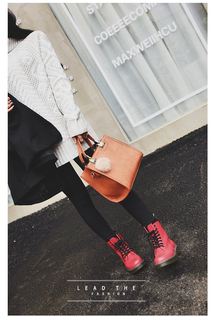 Norvo | Fur Ball Høy- Kvalitet Merhaba Casual Ekte Lær Skulder Kvinner Håndveske