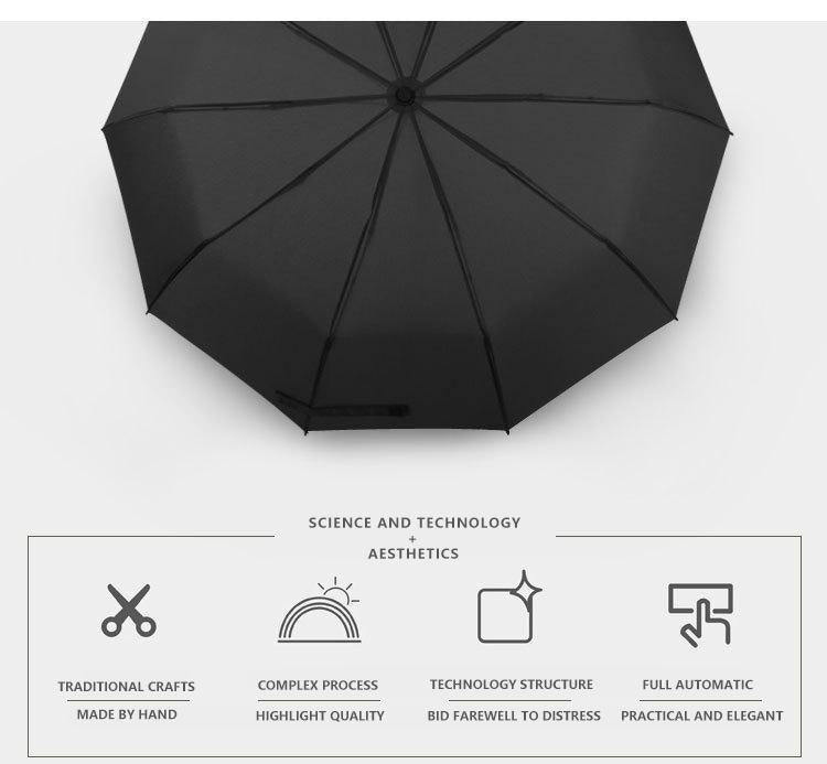 Norvo | Luksus Automatisk Åpen & lukke Paraply Foldsammen Vind vanntett