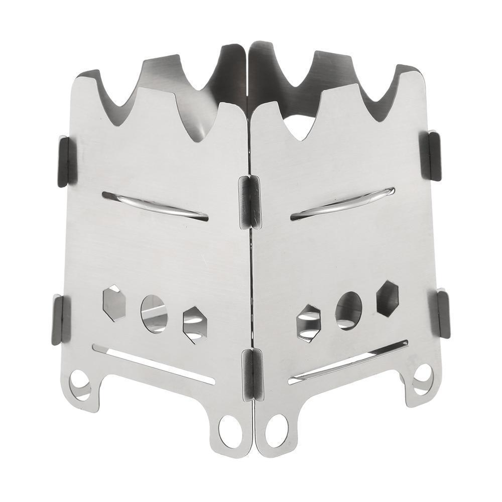 Norvo | Pocket Rocket Stove Folding Wood Camping med Alkoholbrett Rustfritt Stål