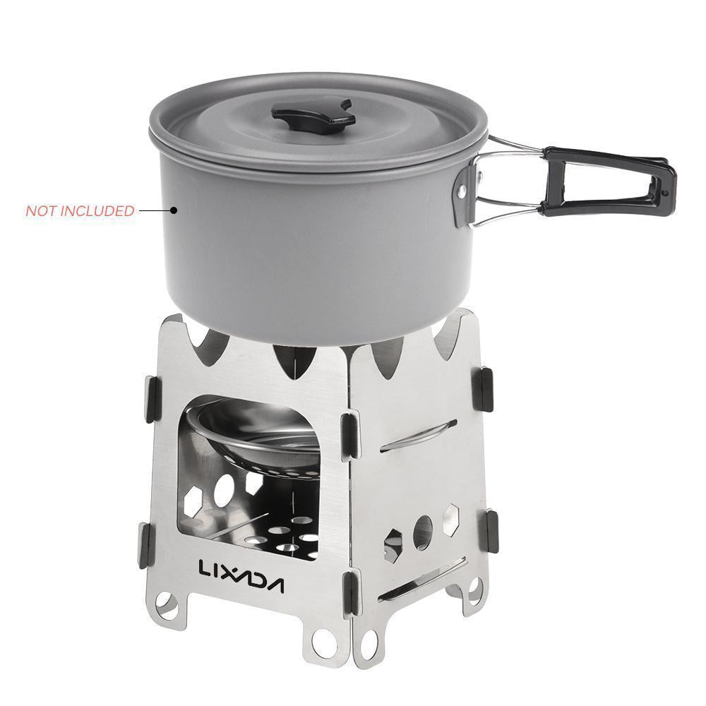 Norvo | Pocket Rocket Stove Folding Wood Camping med Alkoholbrett Rustfritt Stål