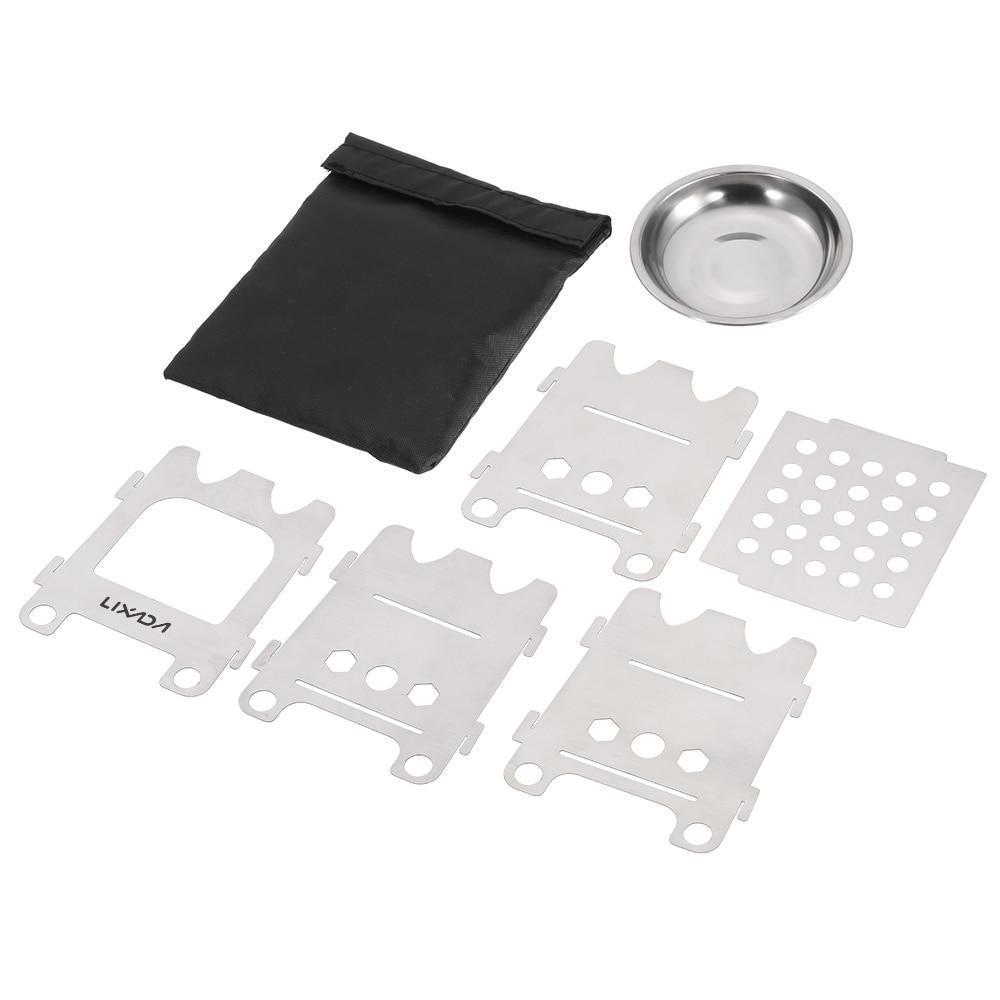 Norvo | Pocket Rocket Stove Folding Wood Camping med Alkoholbrett Rustfritt Stål