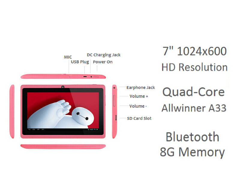 Norvo | Nettbrett 7 tommer A33 Quad-core 8G Minne Google Play Butikk Bluetooth WIFI Android 4.4 PC Datamaskin