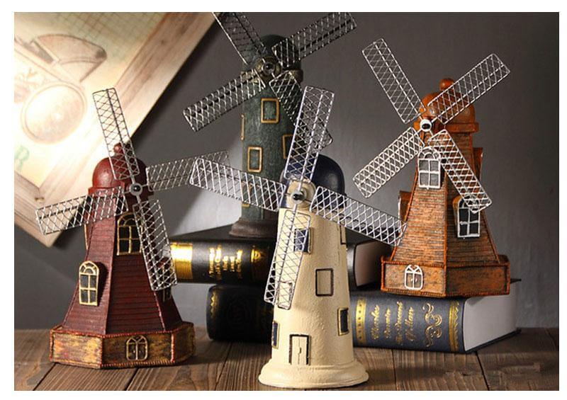 Norvo | 4 Farger Vintage Harpiks Vindmølle Ornamenter Sparebøker