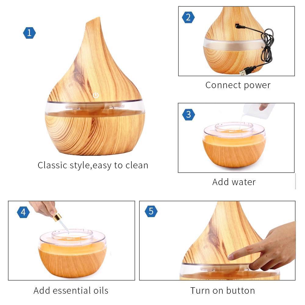 Norvo | Treverk Elektrisk Luftfukter Ultrasonisk Aromaterapi Diffuser