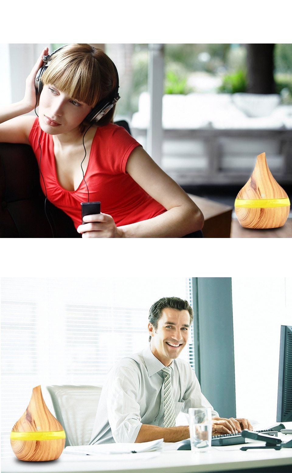 Norvo | Treverk Elektrisk Luftfukter Ultrasonisk Aromaterapi Diffuser