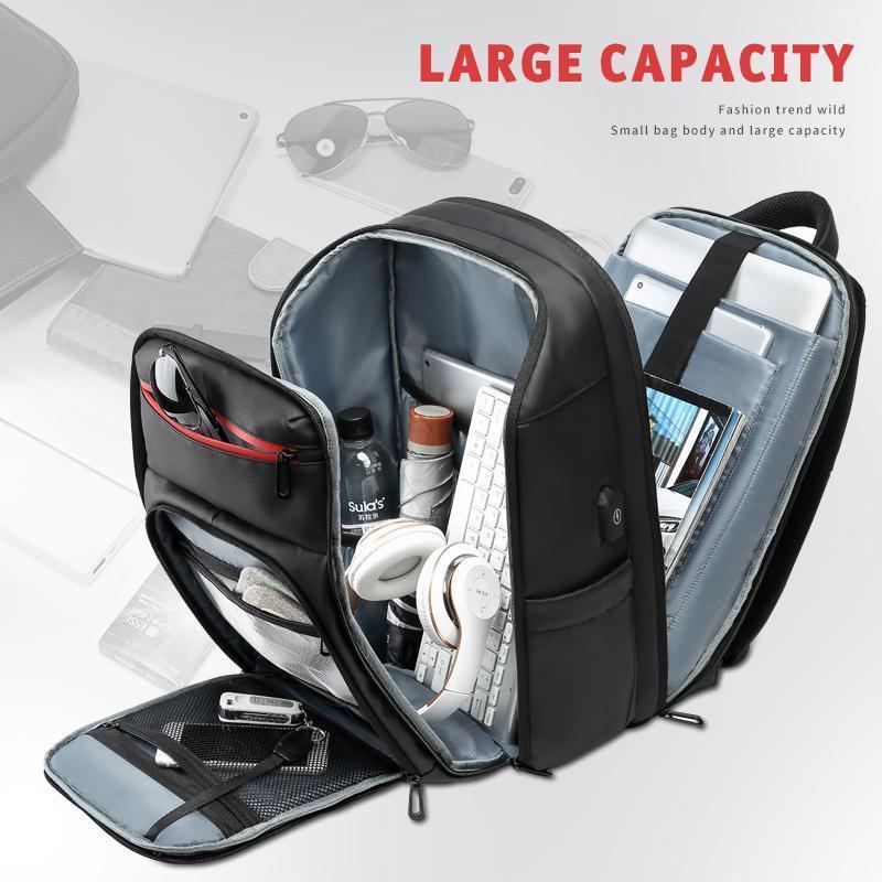 Norvo | 15,6 tommers laptop reise ryggsekk vannavstøtende funksjonell ryggsekk med USB-ladeport