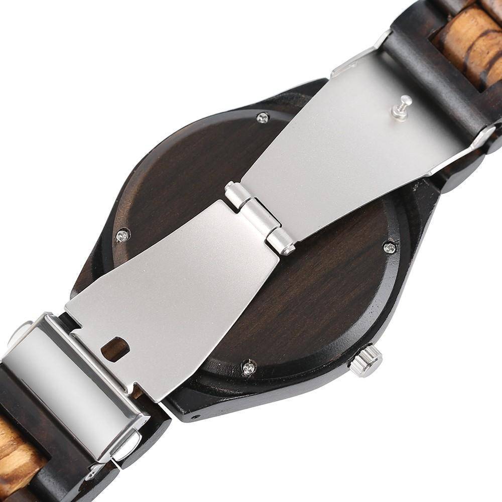 Norvo | Bambus Treklokke - Naturlig Tre Armbånd, Kvarts