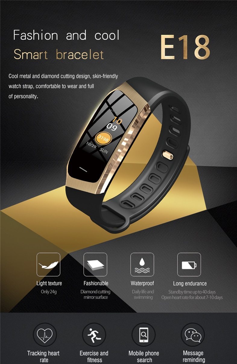 Norvo | Fitband Smartklokke Vanntett Blodtrykk Oksygen Pulsmonitor Sport Armbånd