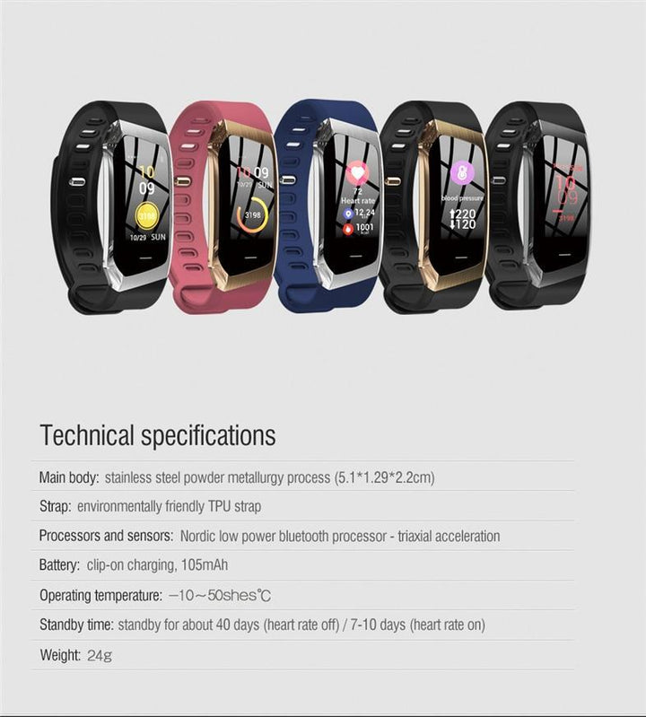 Norvo | Fitband Smartklokke Vanntett Blodtrykk Oksygen Pulsmonitor Sport Armbånd
