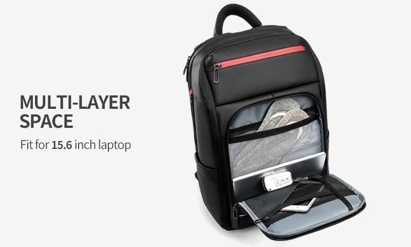 Norvo | 15,6 tommers laptop reise ryggsekk vannavstøtende funksjonell ryggsekk med USB-ladeport