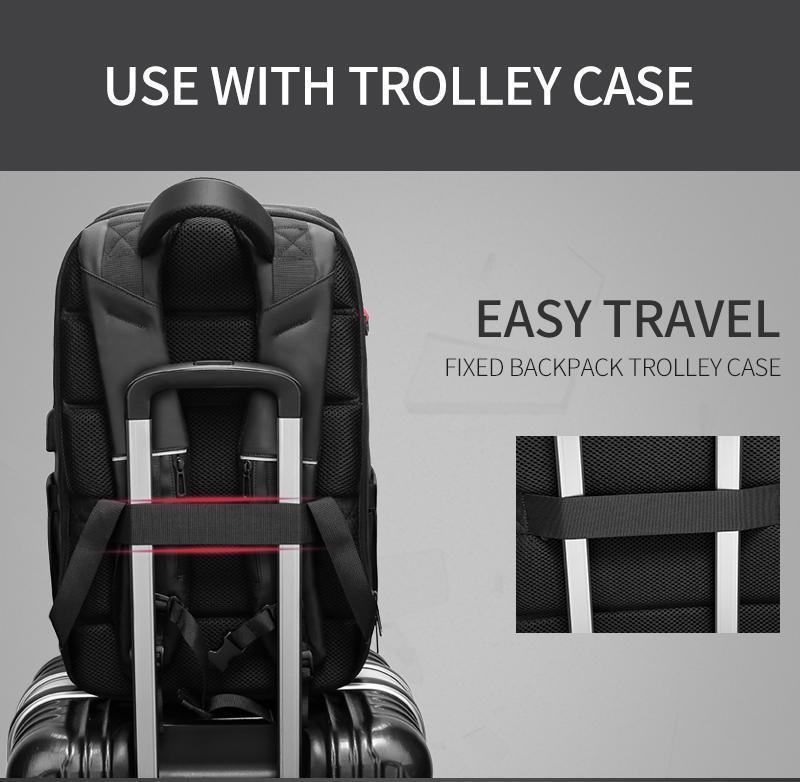 Norvo | 15,6 tommers laptop reise ryggsekk vannavstøtende funksjonell ryggsekk med USB-ladeport