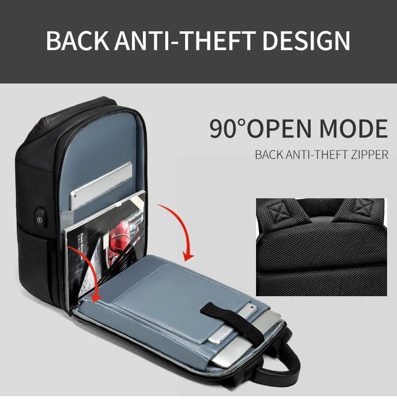 Norvo | 15,6 tommers laptop reise ryggsekk vannavstøtende funksjonell ryggsekk med USB-ladeport