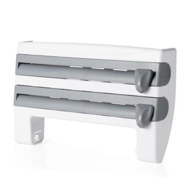 Norvo | 3-i-1 Triple Papir­ Dispenser Kjøkkenrullholder Montert For Plastfolie Kjøkkenhåndkle Innpakning Aluminiumsfolie Dispenser Veggmontert