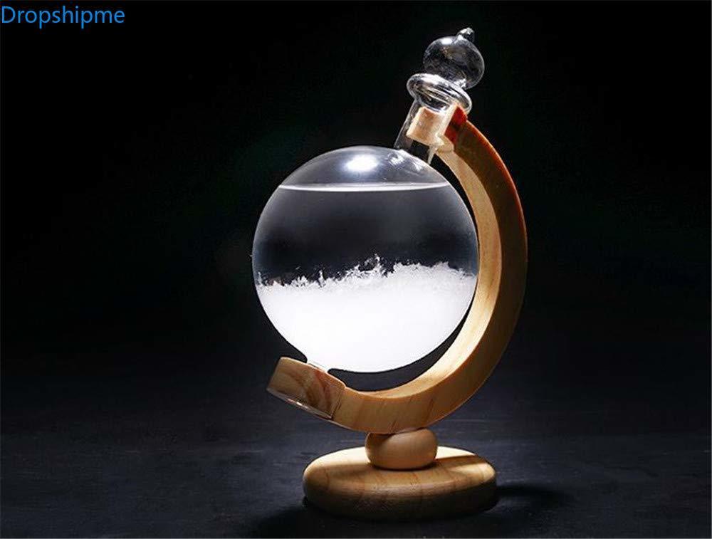 Norvo | Storm Glass Værforutsigelsestolke Flaske Krystall Skrivebord Barometer med Trebase