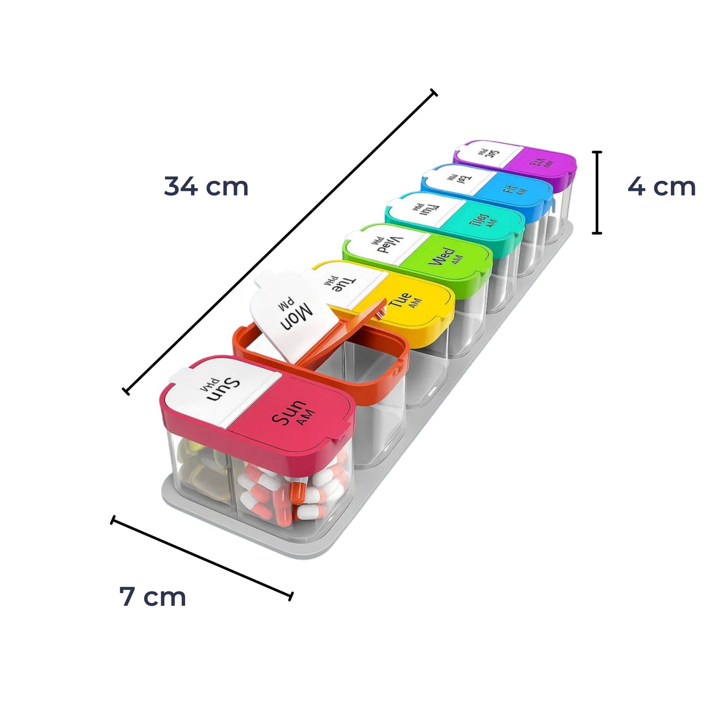 Large 7-Day Case – Fuktighetsbestandige BPA-frie rom – Ideell for eldre og omsorgspersoner Norvo