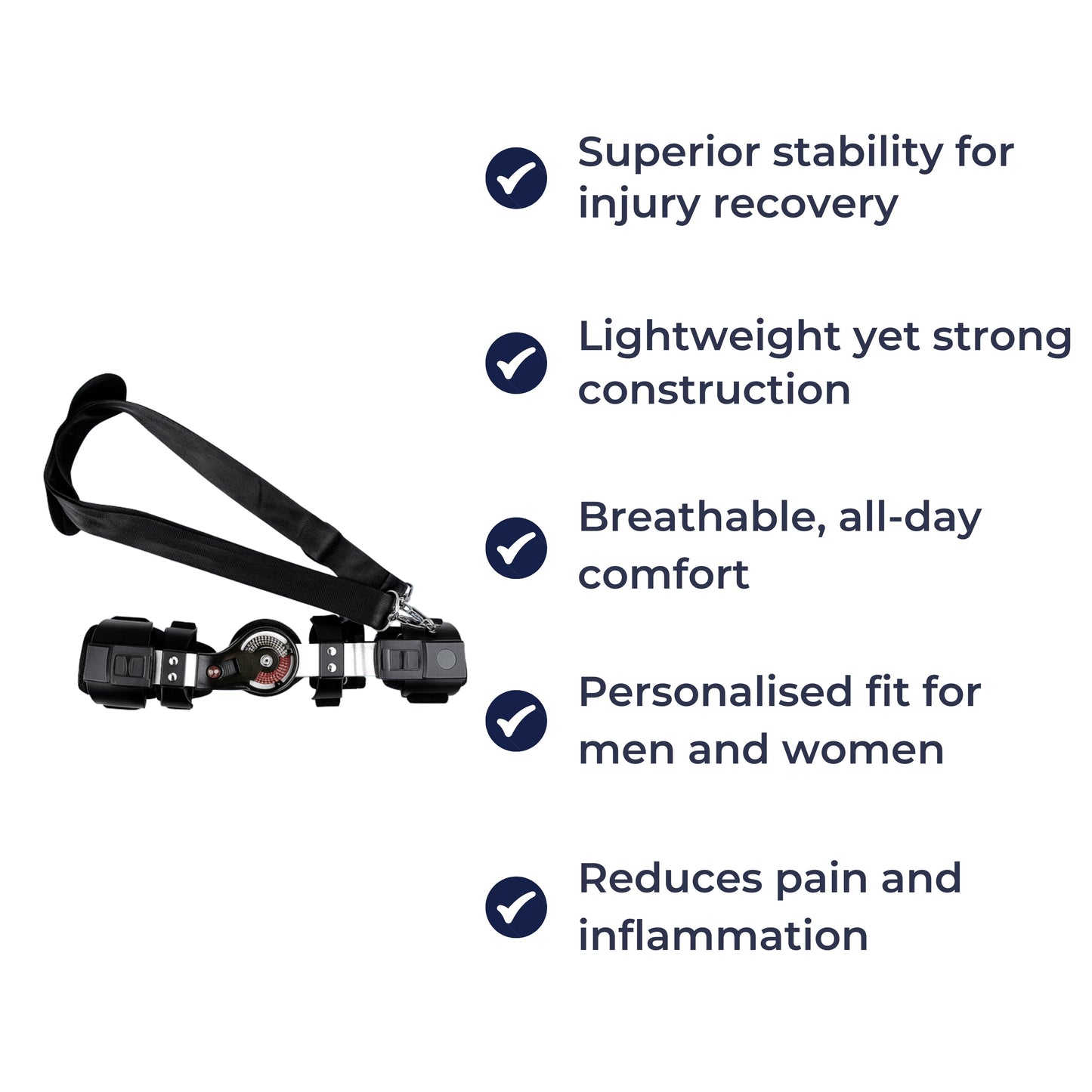 Justerbar ROM-dial – Mykt pustende materiale – Komfort hele dagen for smertelindring og restitusjon Norvo