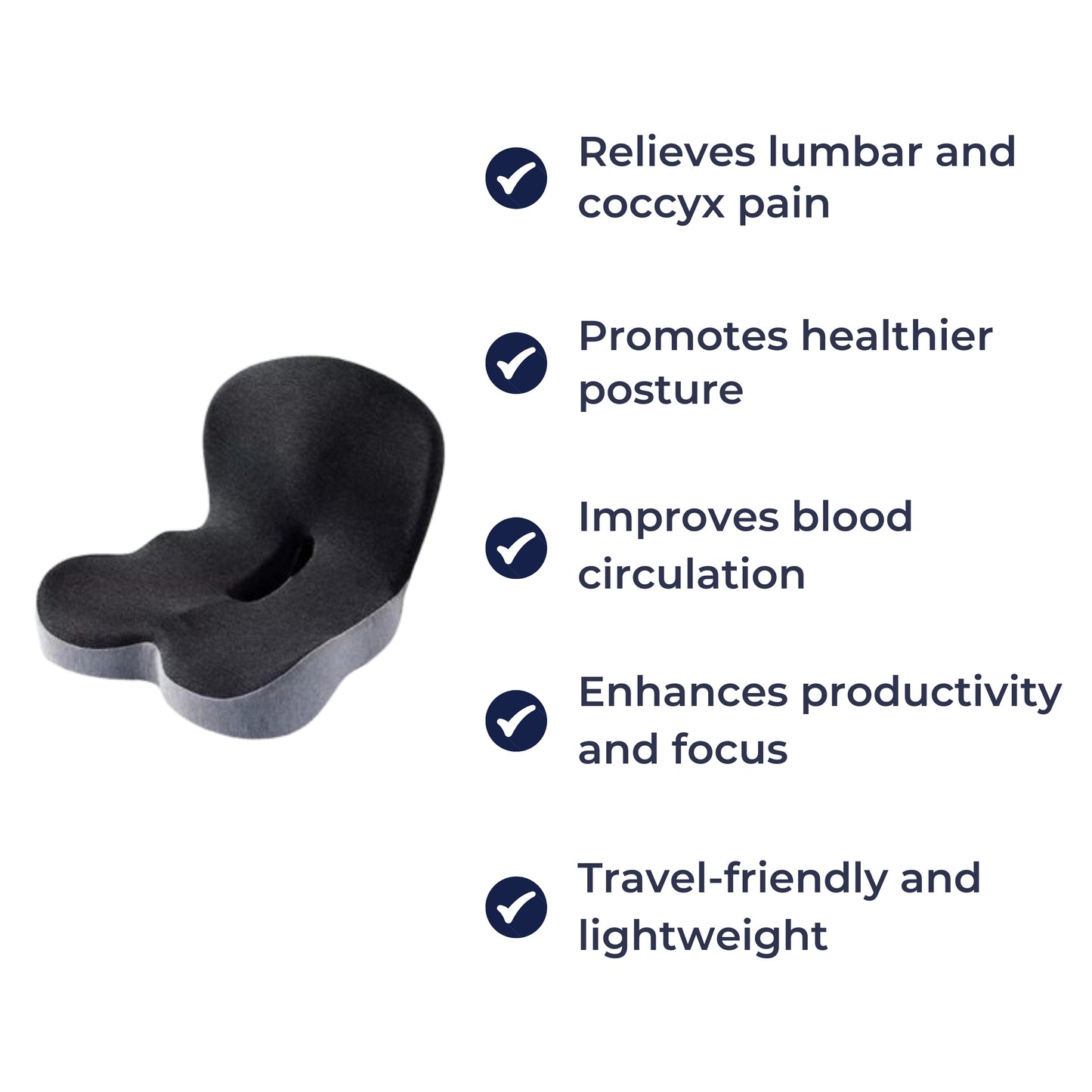 Lumbal- og halebeinsmerterelief – Minne-skum anti-skli støtte – Kontor bil hjemmebruk Norvo