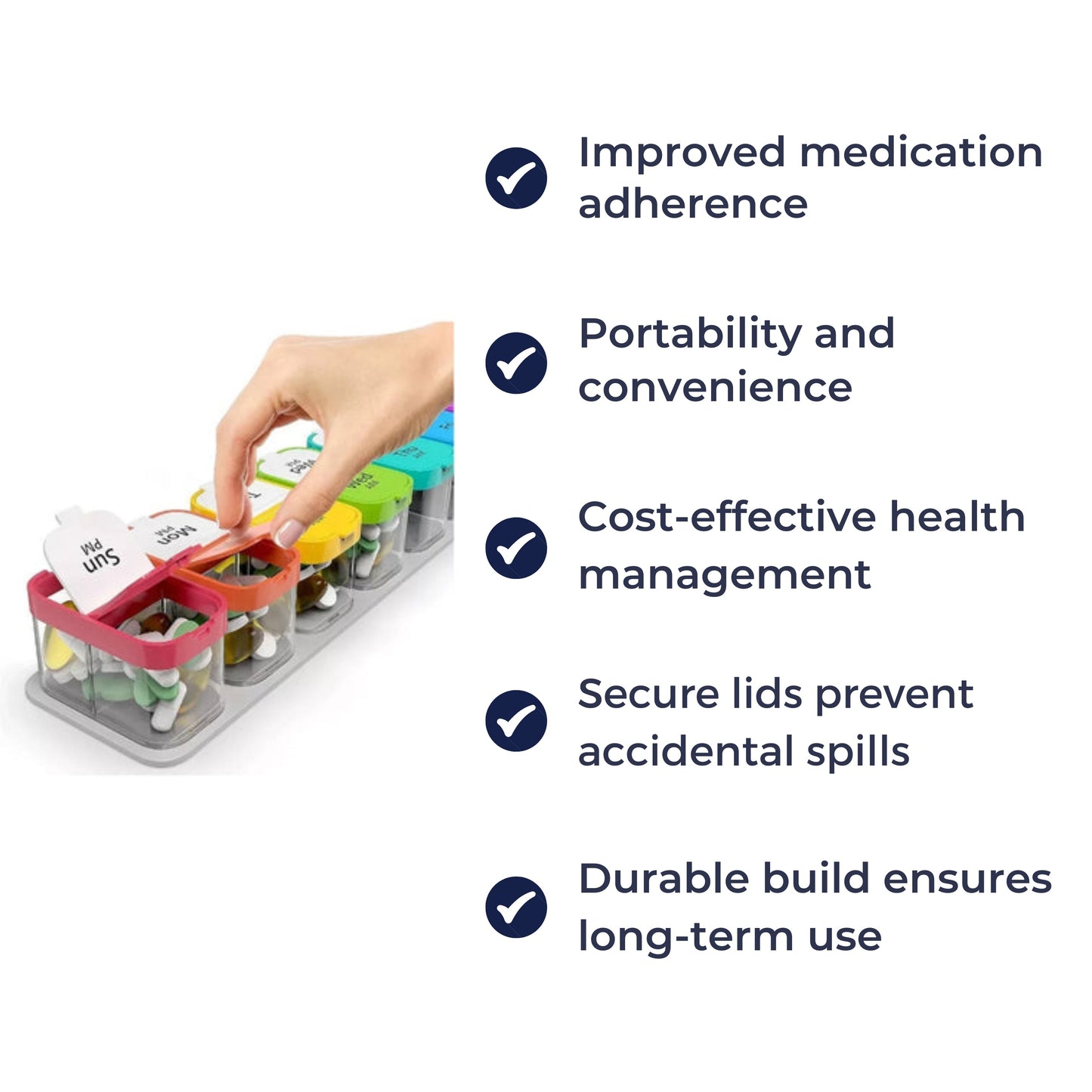 Large 7-Day Case – Fuktighetsbestandige BPA-frie rom – Ideell for eldre og omsorgspersoner Norvo
