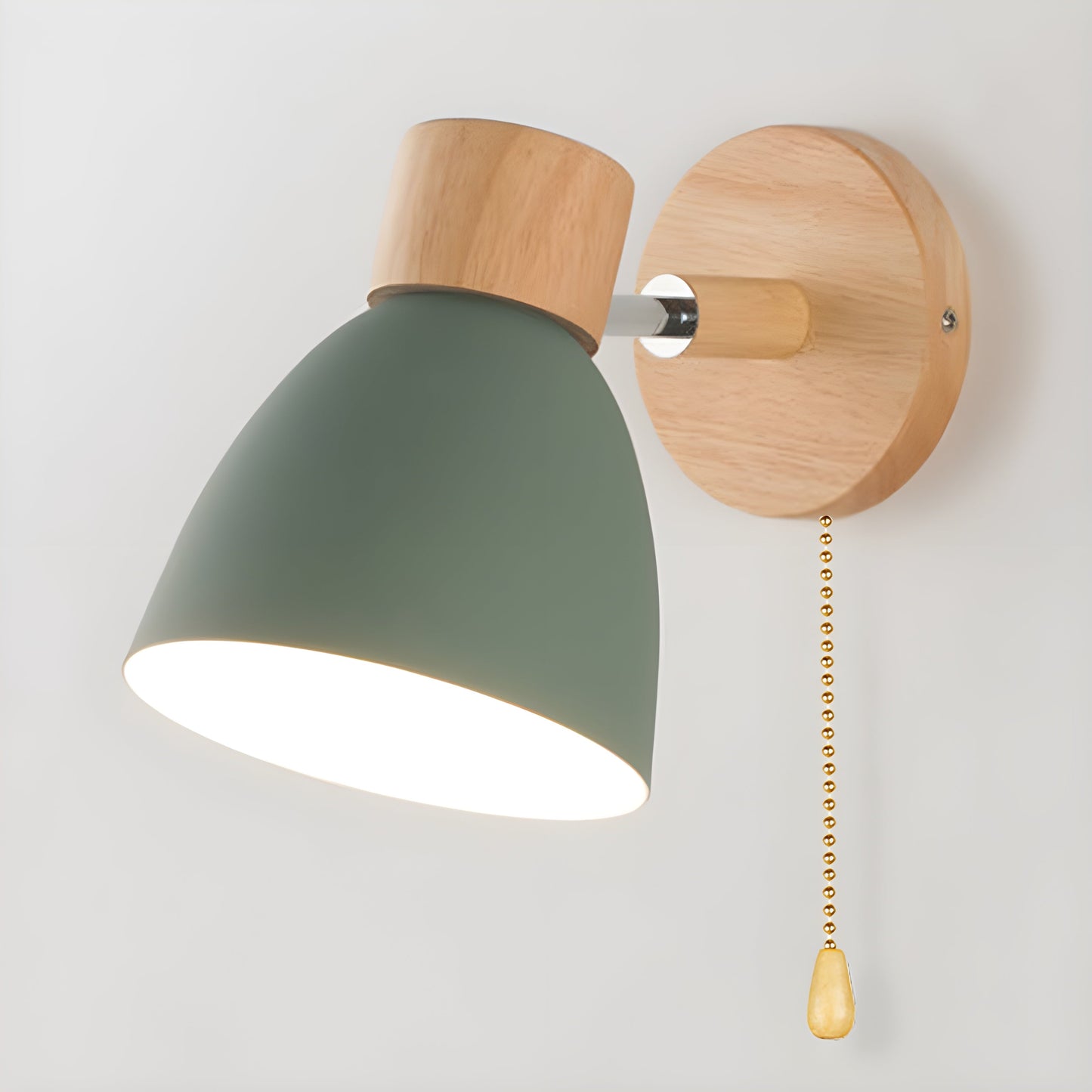 Norvo | Wood Nordic Vegglampe med Bryter for Soverommet
