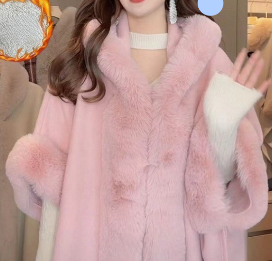 Norvo | Bærbar Teppe Kvinne Fôr Lang Poncho