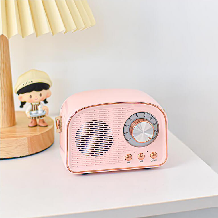 Norvo | Sandsberg Retro Rund Radio Bluetooth Høyttaler | Trådløs | Bærbar | Stylisk Lyd for Hjemmet & På Farten