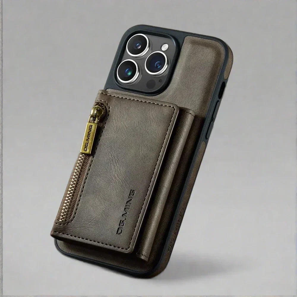 Norvo | RFID iPhone Lommebok | Avtakbar Magnetisk Lær Bilmontering Støtsikkert Etui