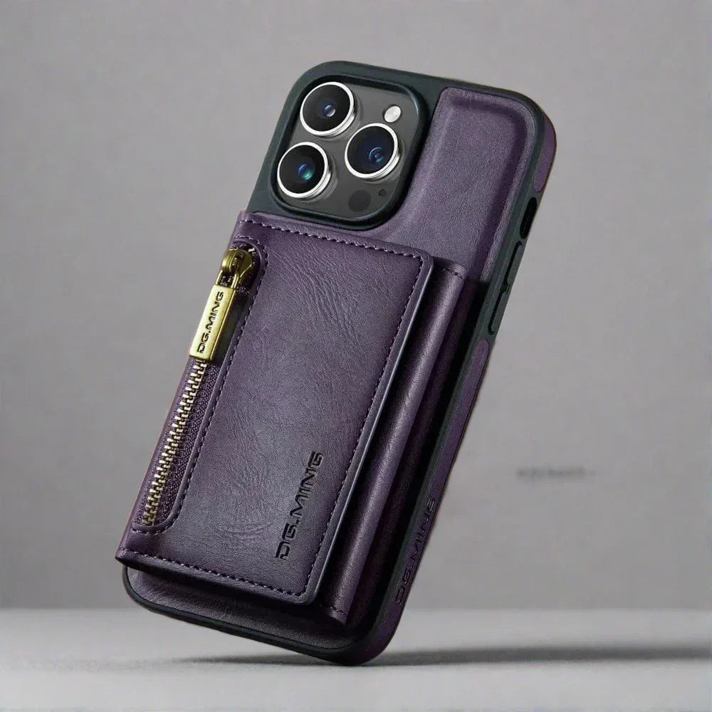Norvo | RFID iPhone Lommebok | Avtakbar Magnetisk Lær Bilmontering Støtsikkert Etui