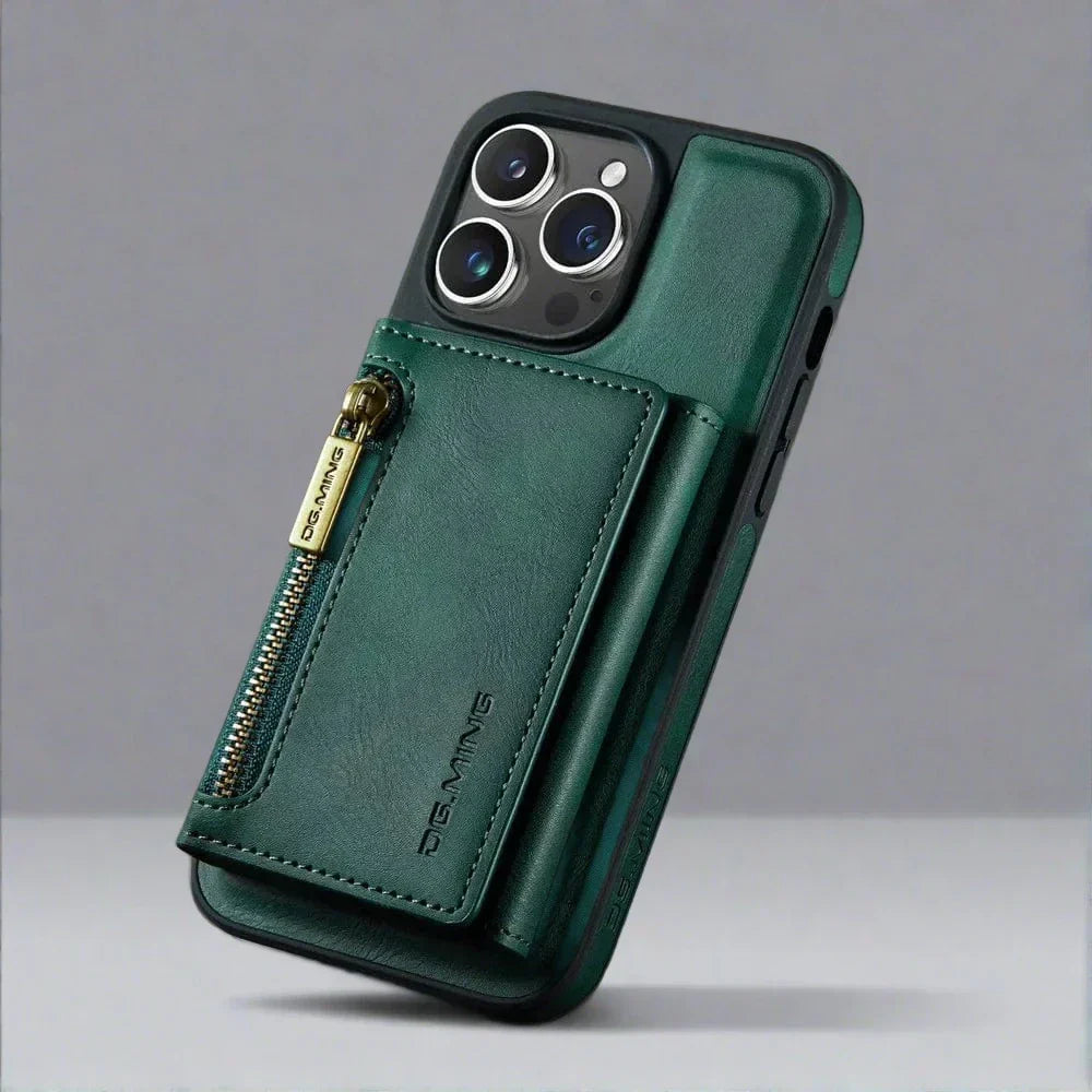 Norvo | RFID iPhone Lommebok | Avtakbar Magnetisk Lær Bilmontering Støtsikkert Etui