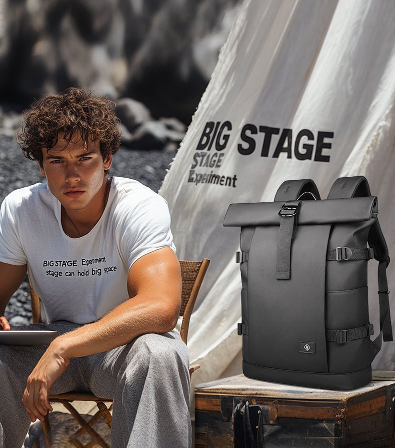 Norvo | ROLLTRAIL Rolltop Ryggsekk – Utvidbar 17" Bæreveske for Laptop, Vanntett, Tyverisikret, Utendørs og Reise-Klar