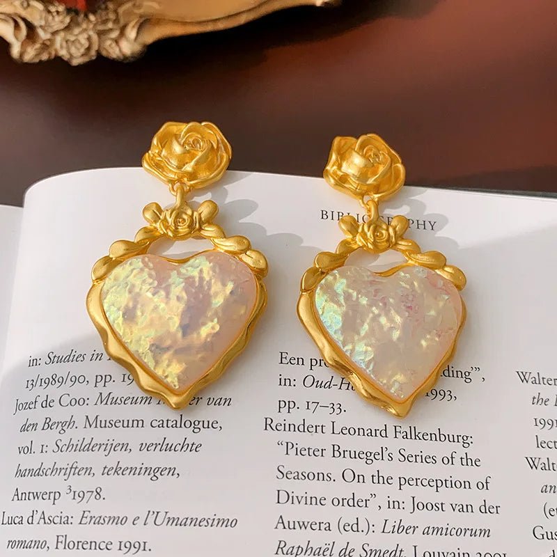 Norvo | Rose Floral Emalje Hjerte Øredobber