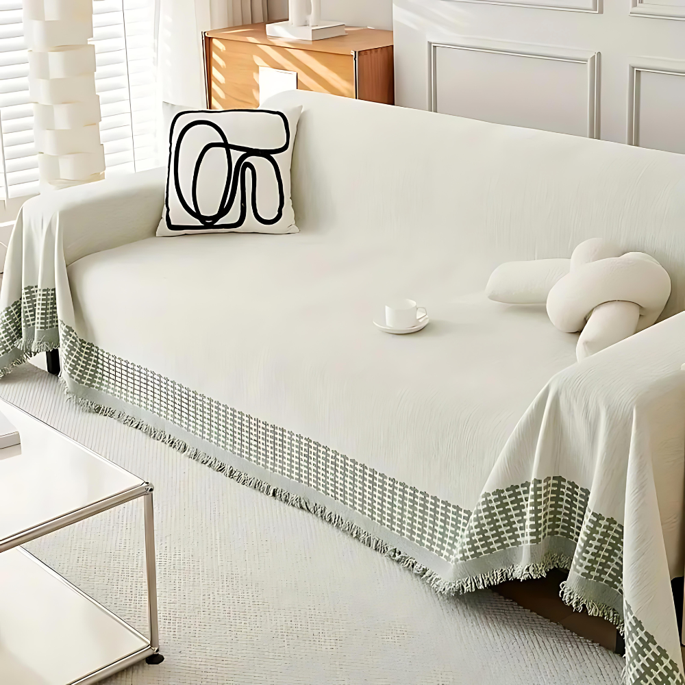 Norvo | Rustic Cotton Tassel Sofa Cover