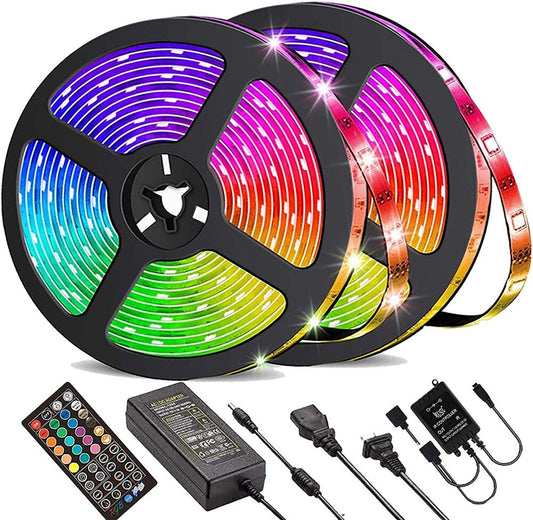 Norvo | LED Lyslist, 30 m, 15 m, Musikk Synkronisering, Bluetooth, 5050, RGB Ambient Lys med Fjernkontroll