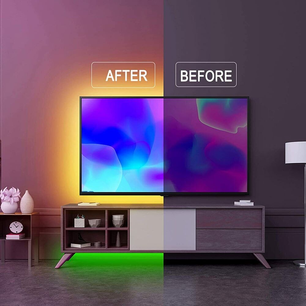 Norvo | LED Lyslist, 30 m, 15 m, Musikk Synkronisering, Bluetooth, 5050, RGB Ambient Lys med Fjernkontroll