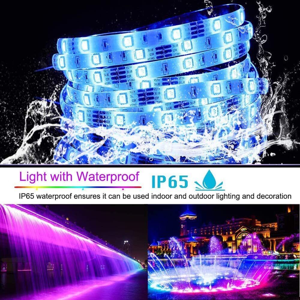Norvo | LED Lyslist, 30 m, 15 m, Musikk Synkronisering, Bluetooth, 5050, RGB Ambient Lys med Fjernkontroll