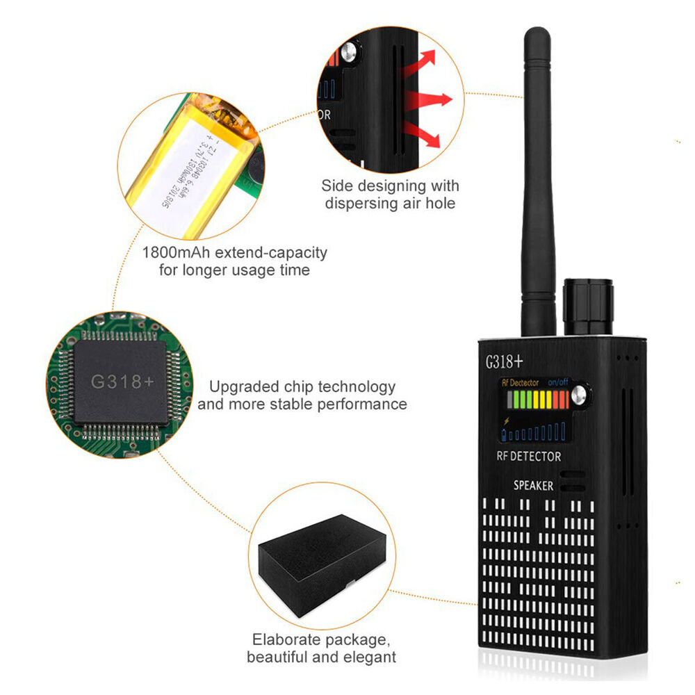 Spy Signal Bug Detector, HF Detector, Hidden Camera, Laser Lens, GSM GPS Enhetsfinner