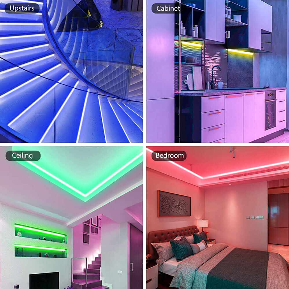 Norvo | LED Lyslist, 30 m, 15 m, Musikk Synkronisering, Bluetooth, 5050, RGB Ambient Lys med Fjernkontroll