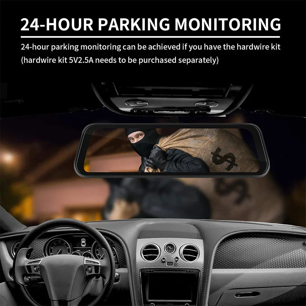 Norvo | Bakhjulsspeil Dash Cam 4K Front & Bak | CarPlay & Smart Kjøreassistent