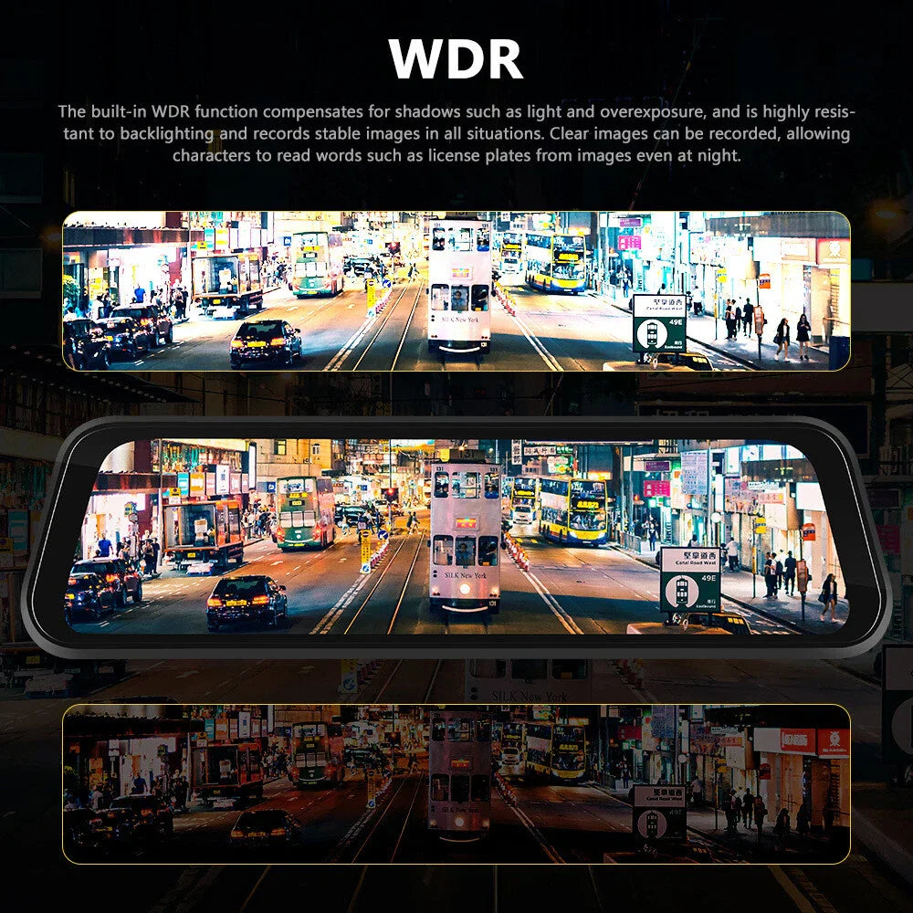 Norvo | Bakhjulsspeil Dash Cam 4K Front & Bak | CarPlay & Smart Kjøreassistent