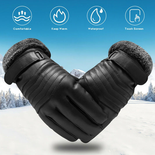 Norvo | -30℃ Vanntette, varme skihansker i lær for vinter | Touchscreen-kompatible
