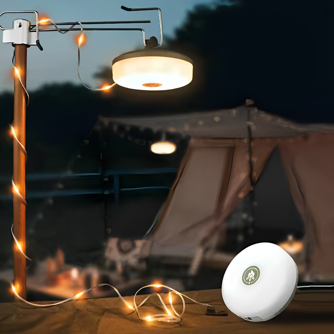 Norvo | Bærbar LED Camping Lyskæde – USB-oppladbare vanntette eventyrlys for utendørs og innendørs bruk (10m)