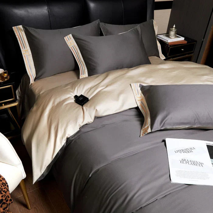 Norvo | Sateng Kattun Brodert Sengetøy Sett - Luxora